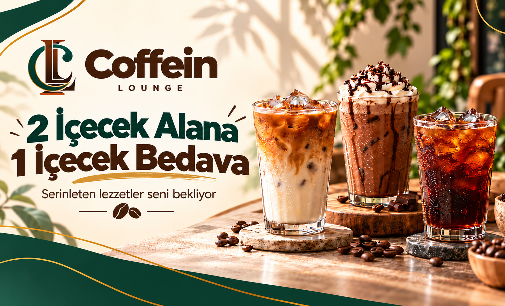 Coffein Lounge’da 2 İçecek Alana 1 İçecek Bedava!